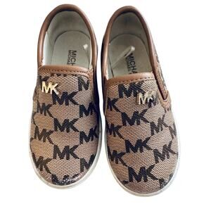 EUC MICHAEL KORS MONOGRAM PRINT LOGO SNEAKERS LITTLE KIDS 6